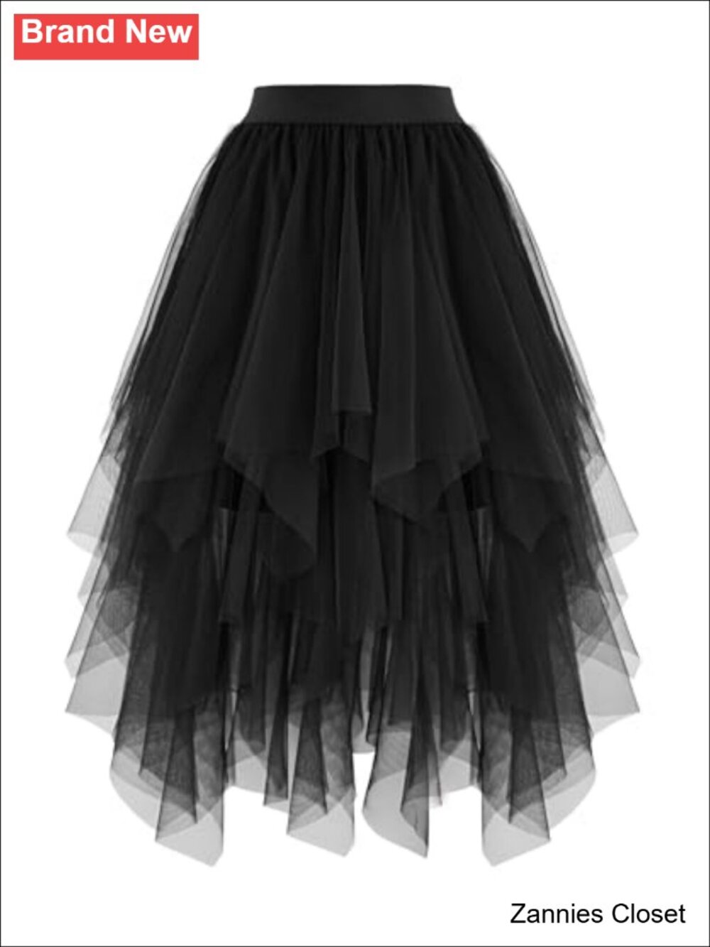 👻 High Low Layered Puffy Fairy Tulle Skirt A-Line Asymmetrical Midi